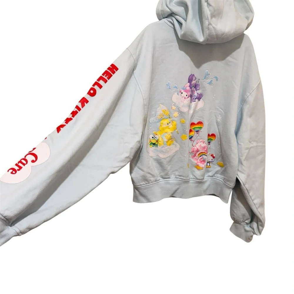 Hello Kitty x Care‎ Bear Collab Hoodie in Light Blue Pride. Junior XS